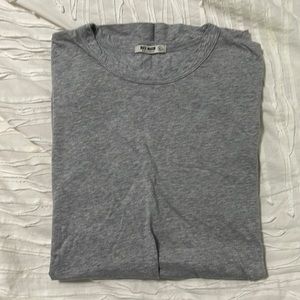 Buck Mason Pima (Tall) Curved Hem Tee-Heather Gray-XL